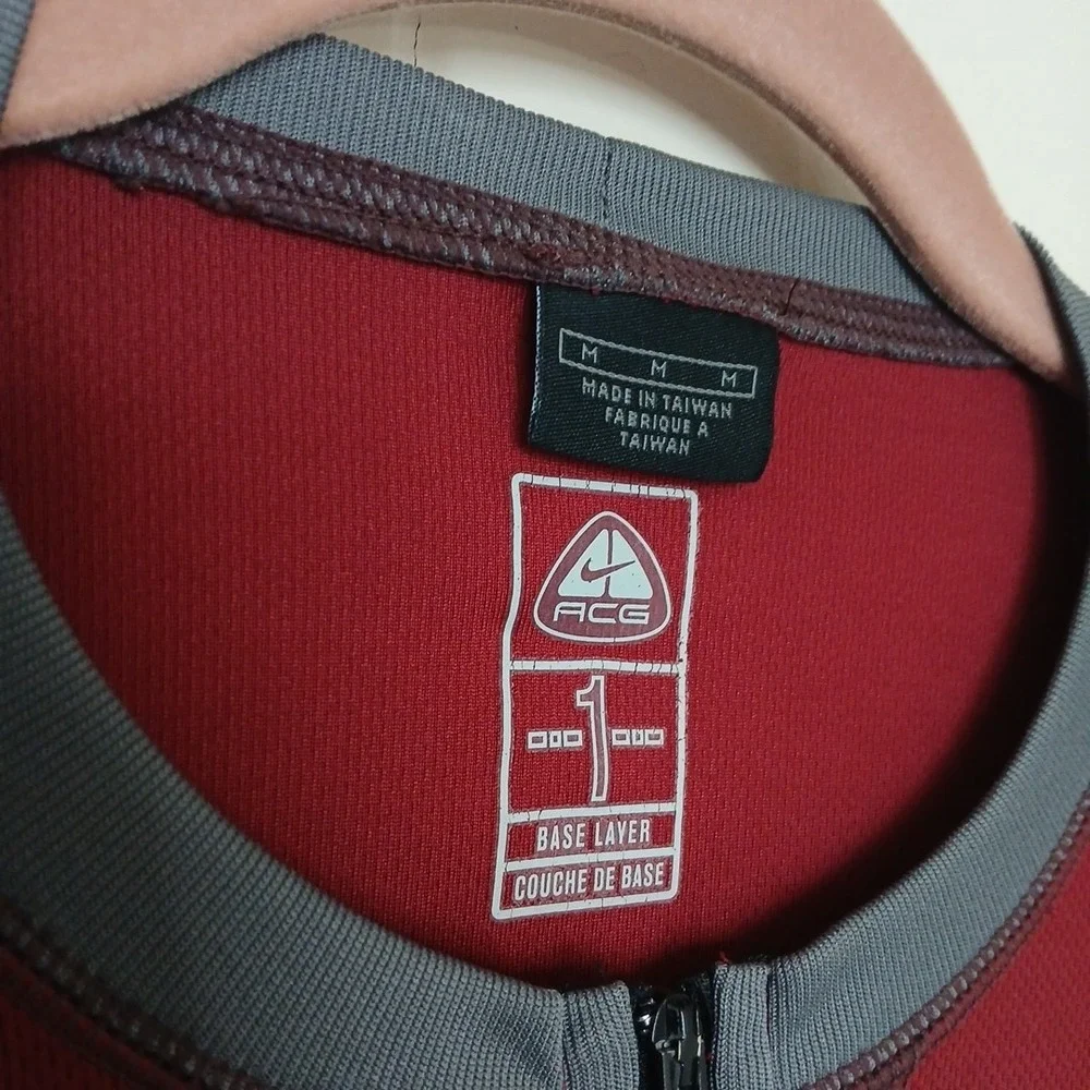 Vintage 90s Nike ACG Base Layer‎ Quarter Zip Performance Hiking Men's Medium Red
